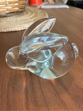Rabbit figurine paperweight from heavy, high-quality colorless clear crystal